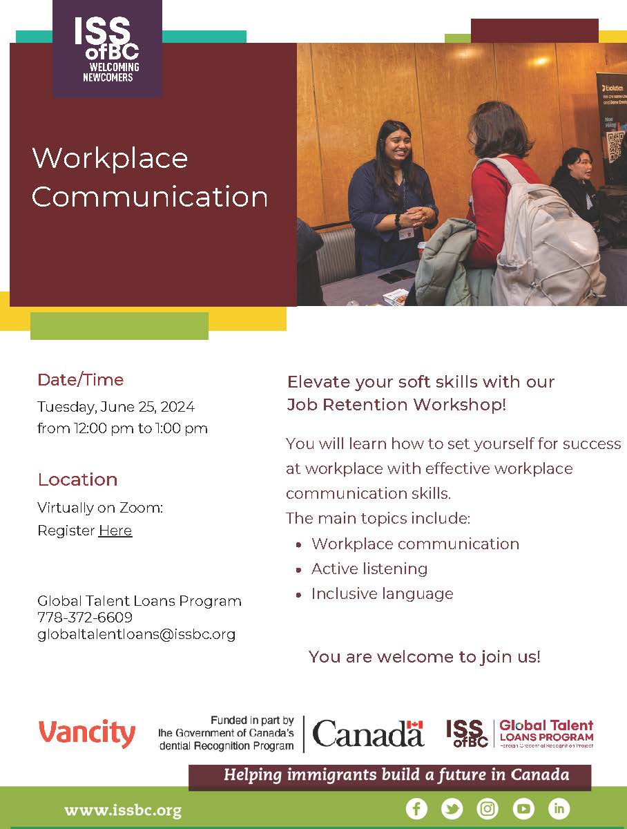 Job Retention Workshop - Workplace Communication - NewToBC