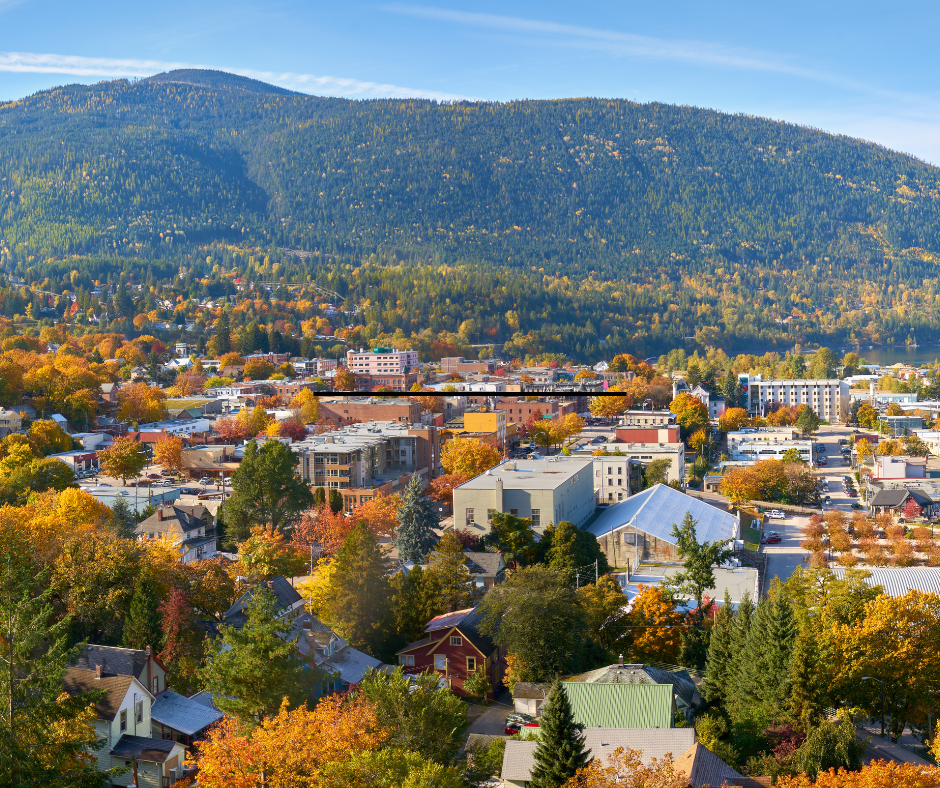 Nelson, BC photographed in the early fall. Beautiful landscape, and the leaves are gradually changing colour.